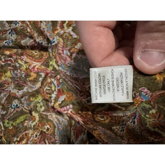 Christopher & Banks Petite Women Size P/L Paisley Button Down Blouse V Neck City - Picture 10 of 11